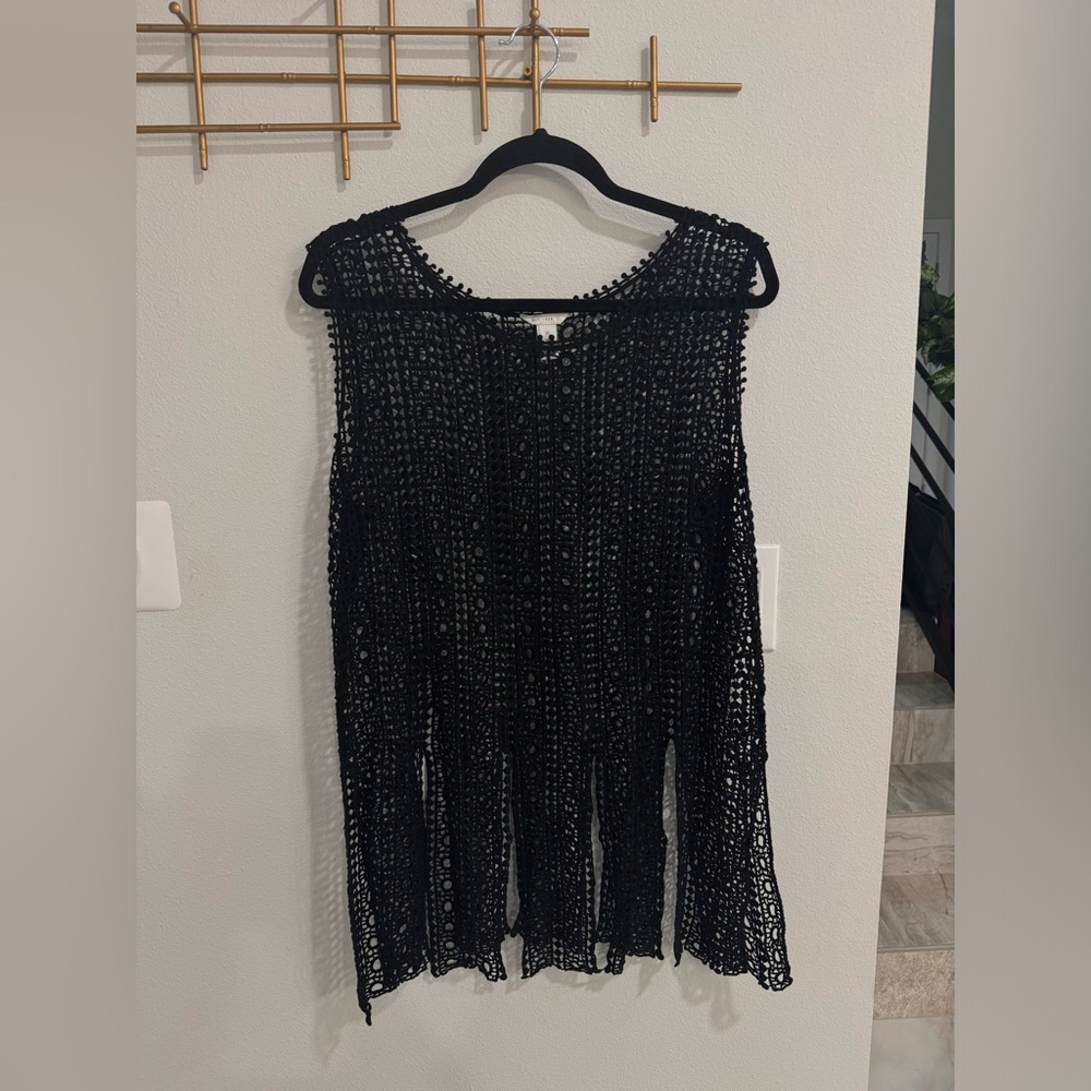 CATO, black cotton coverup, size XL